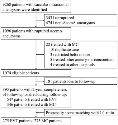 The safety and clinical outcomes of endovascular treatment versus microsurgical clipping of ruptured anterior communicating artery aneurysms: a 2-year follow-up, multicenter, observational study